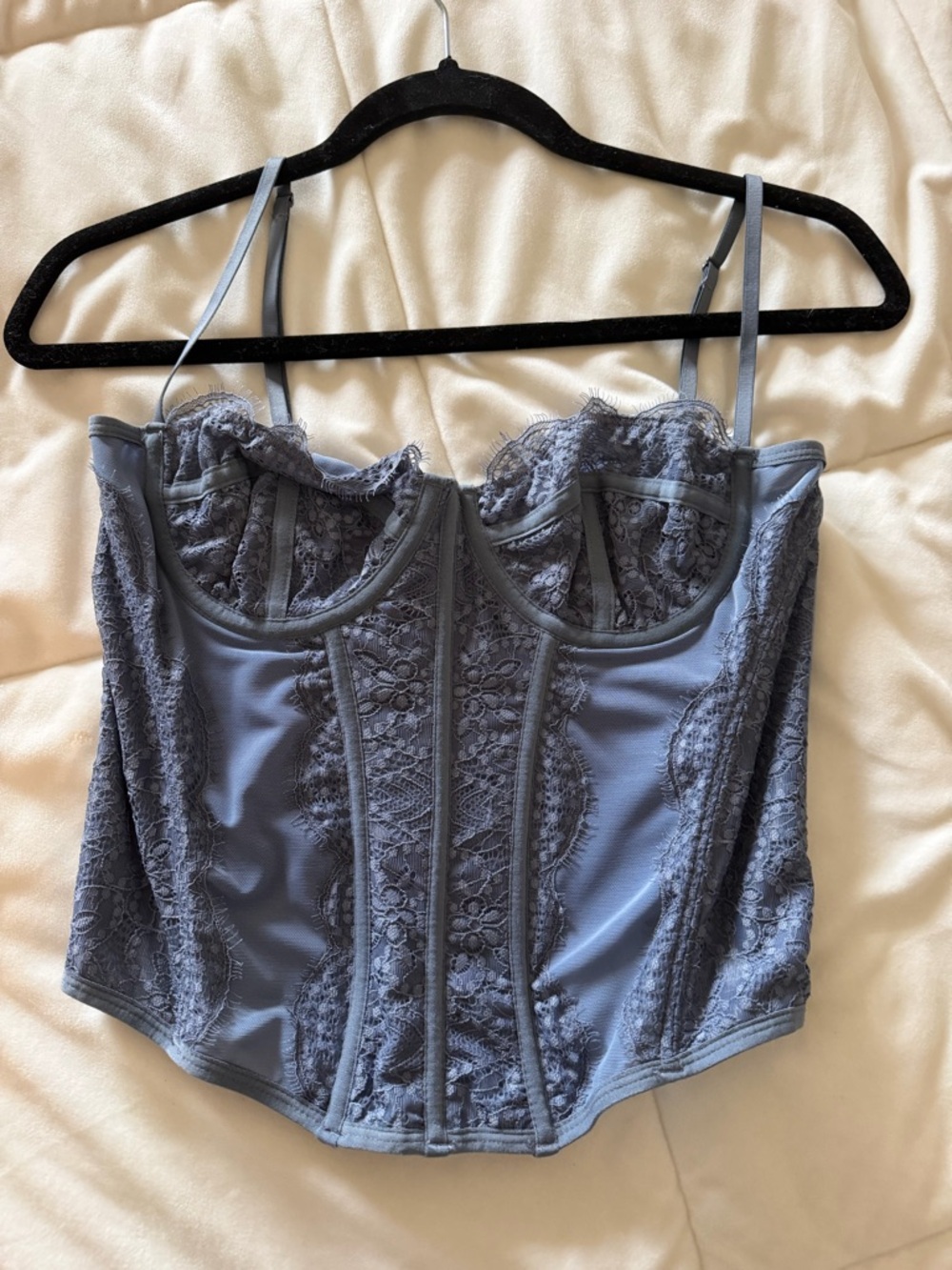 Urban Outfitters Lace Bustier in Dusty Gray-Blue